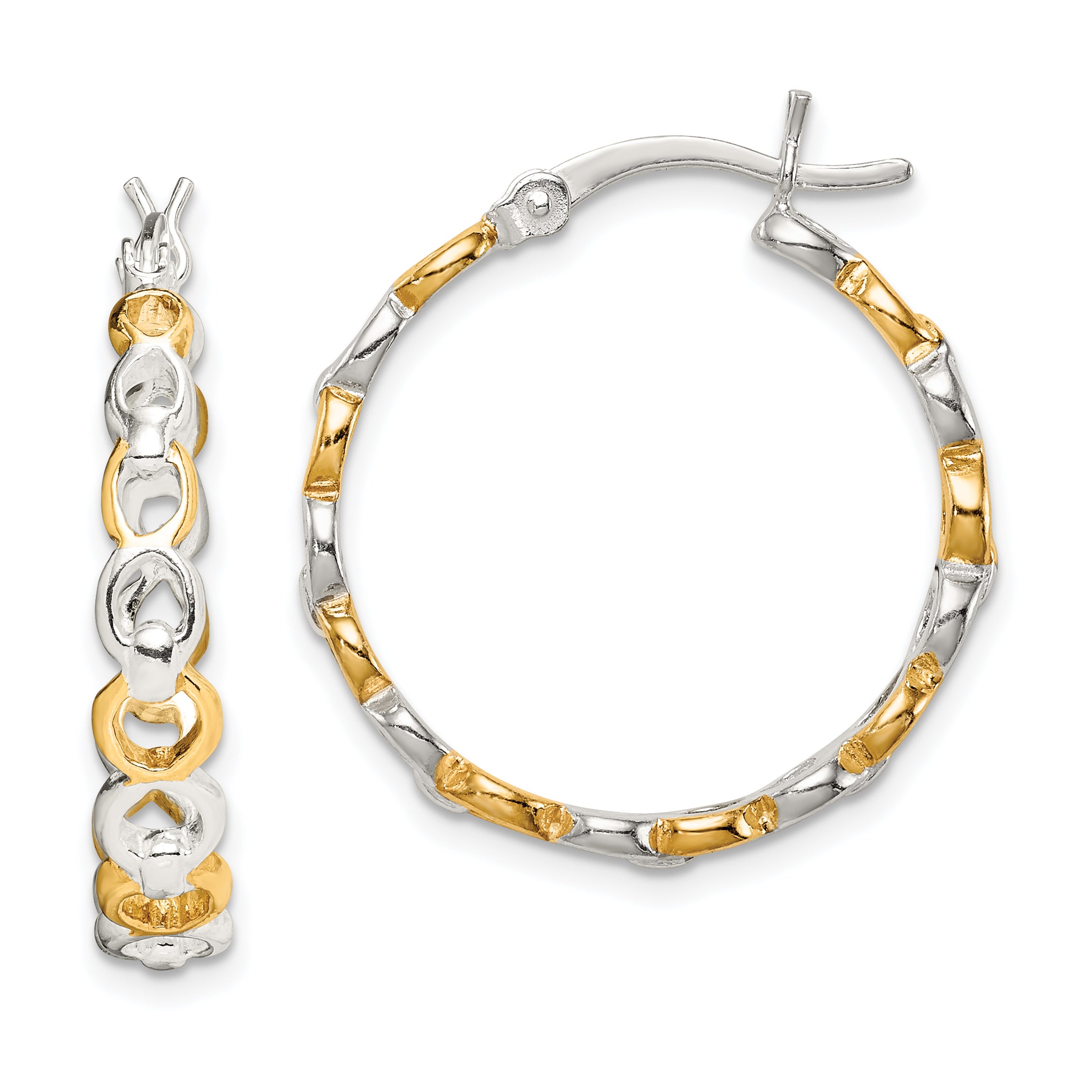 Sterling Silver Flash Gold-plated Hoop Earrings