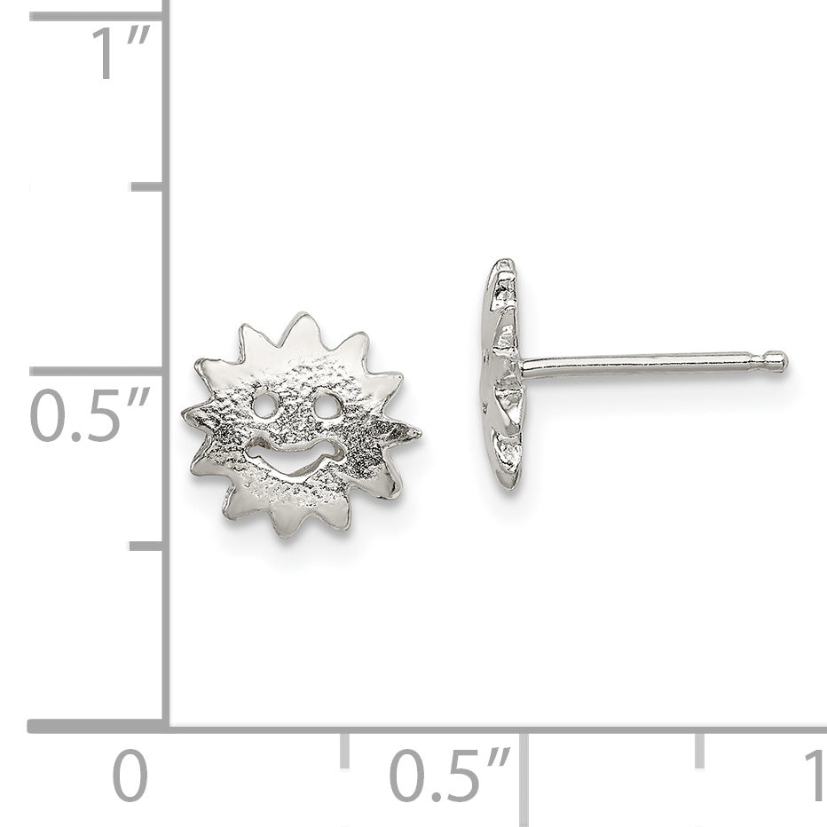 Sterling Silver 925 Sun Mini Earrings with Post Back Elegant Cast Design