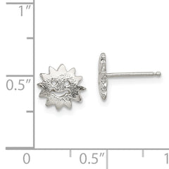Sterling Silver 925 Sun Mini Earrings with Post Back Elegant Cast Design
