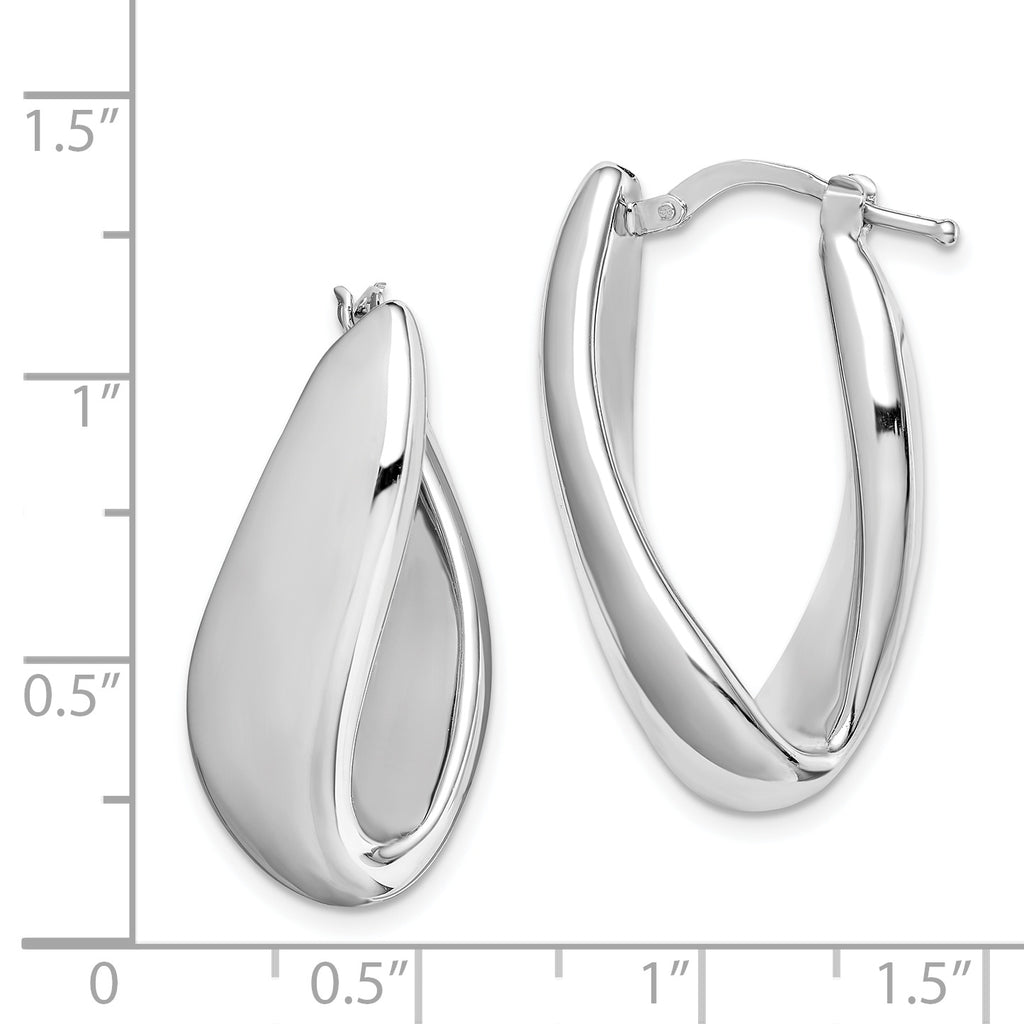Sterling Silver Polished Twist Hollow Oval Hoop Earrings 30mm Elegant Design