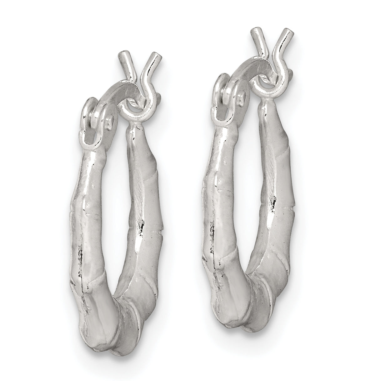 Sterling Silver 925 Bamboo Hoop Earrings with Polished Anti-Tarnish Finish Secondary image