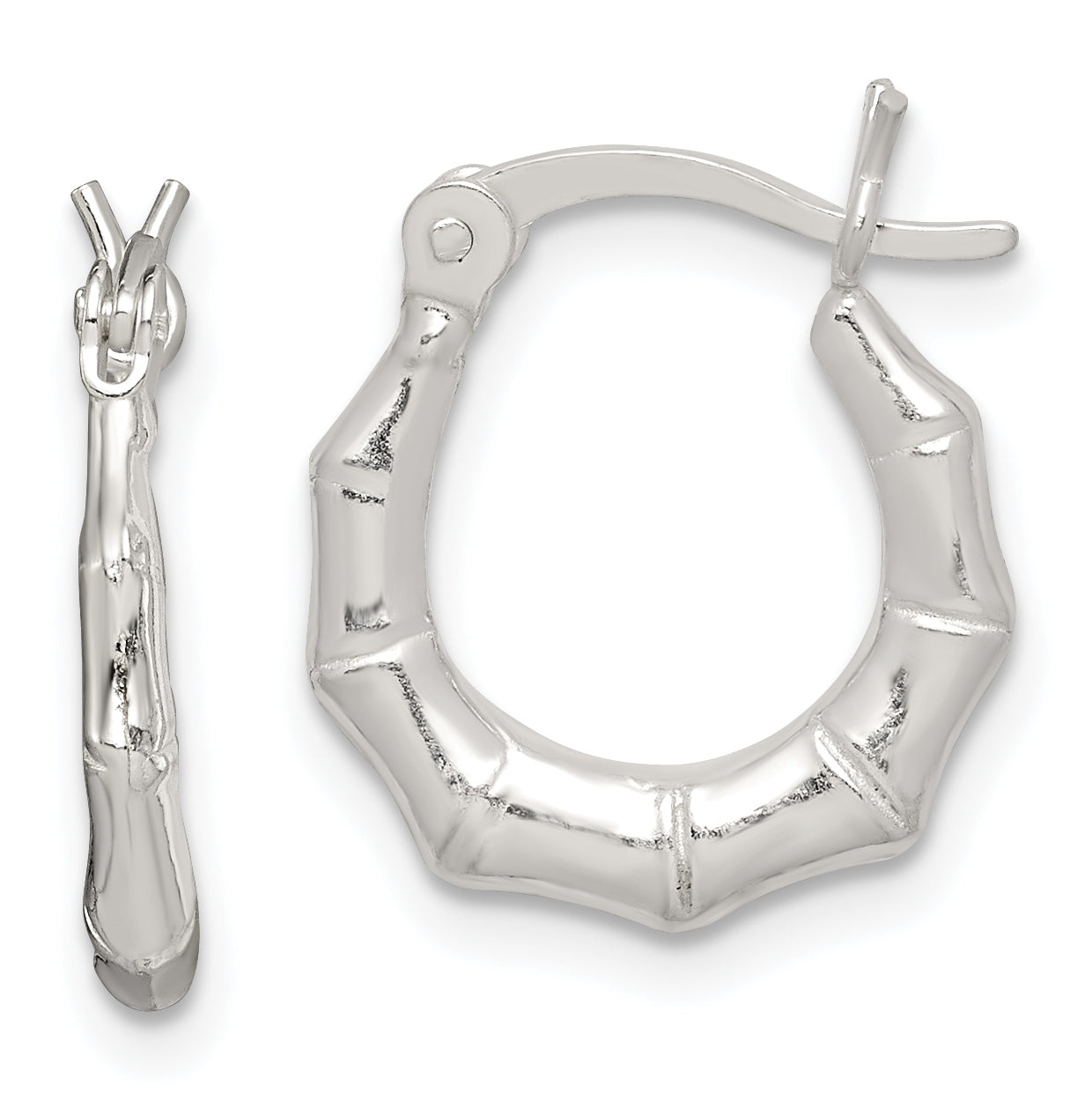 Sterling Silver Polished Bamboo Hoop Earrings Main image