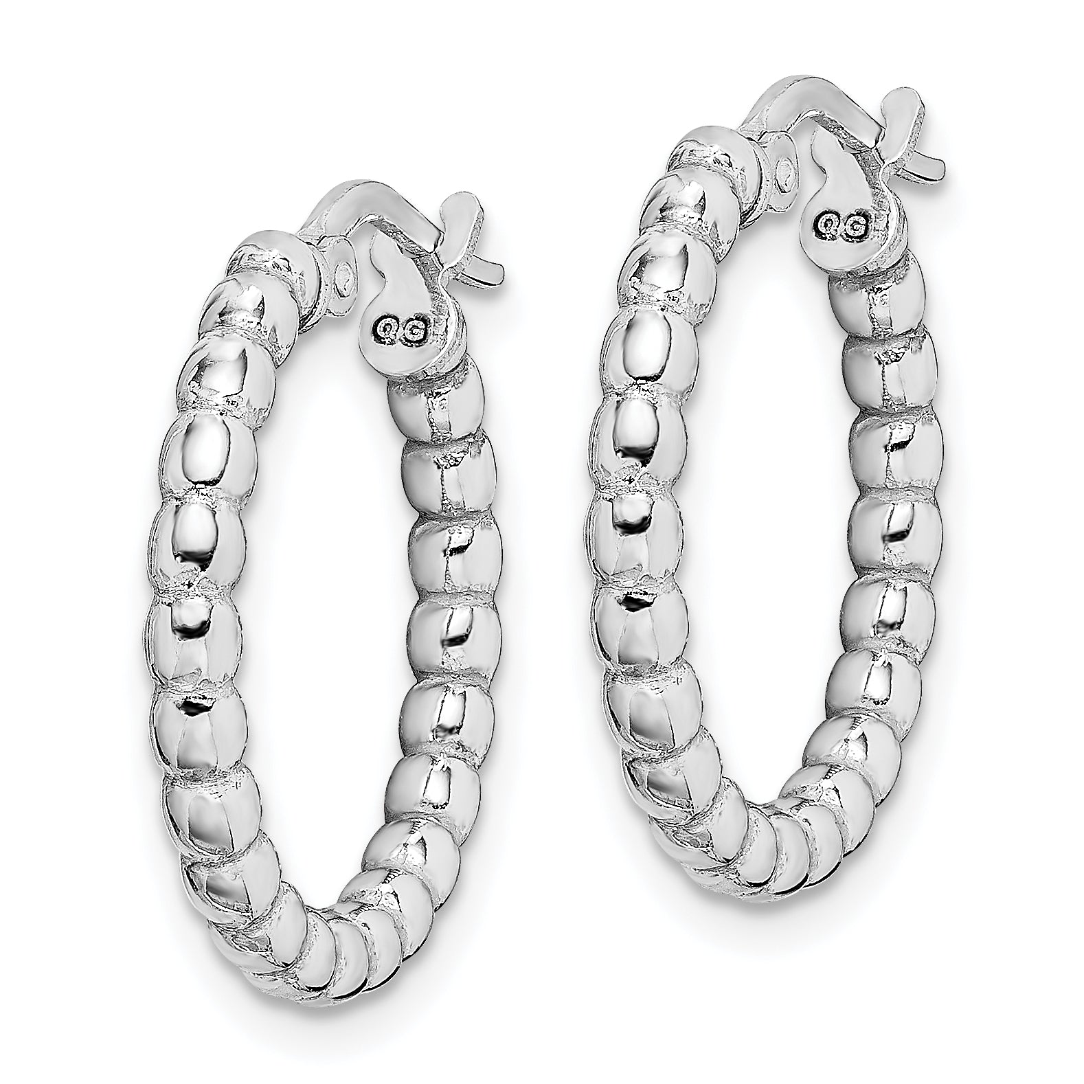 Beaded Hoop Earrings in Sterling Silver