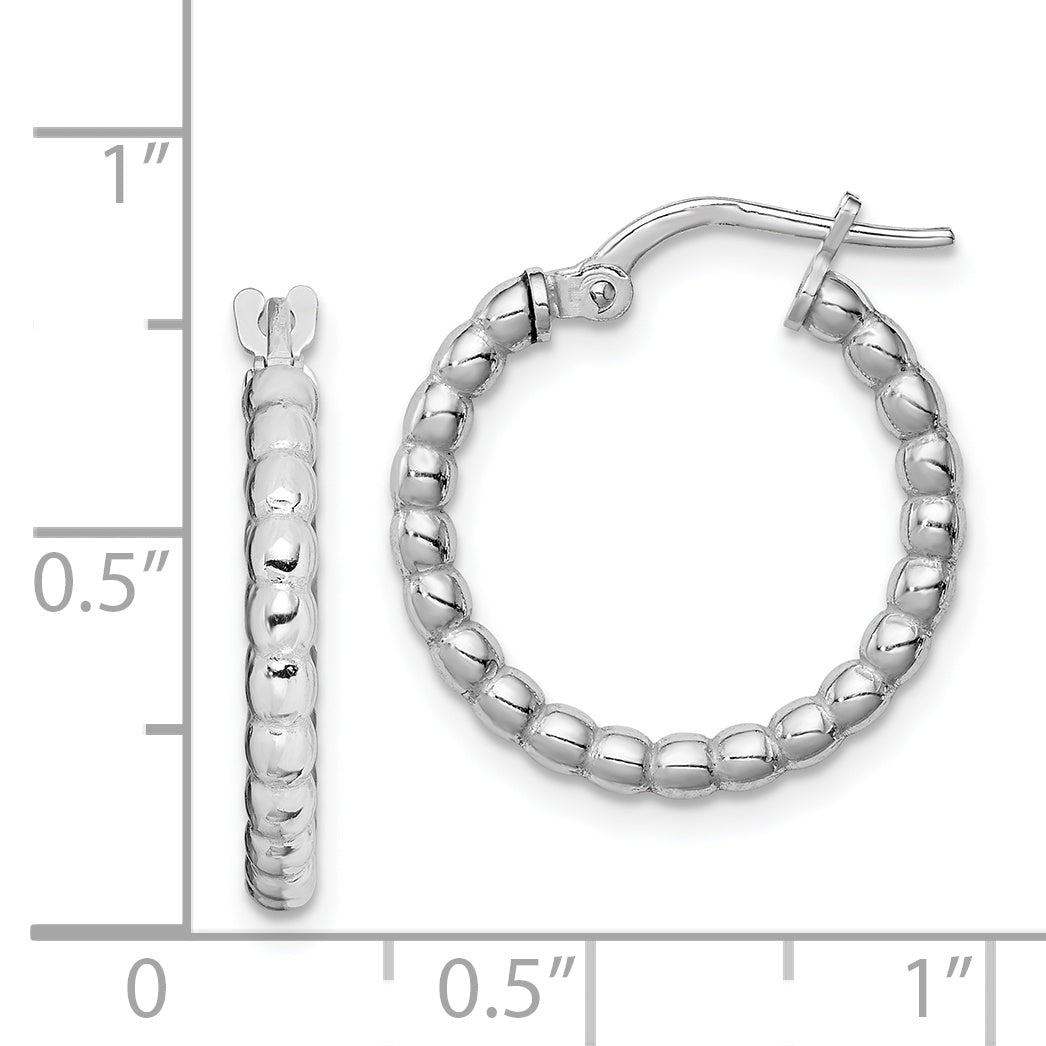 Beaded Hoop Earrings in Sterling Silver