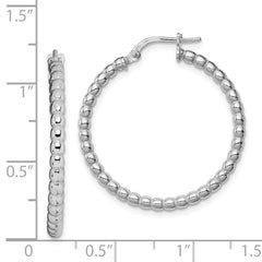 Sophia Jewelers 925 Sterling Silver Rhodium-Plated Beaded Hoop Earrings, Polished Finish