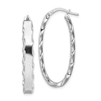 Sterling Silver RH-plated Scalloped Edge 5mm Oval Hoop Earrings