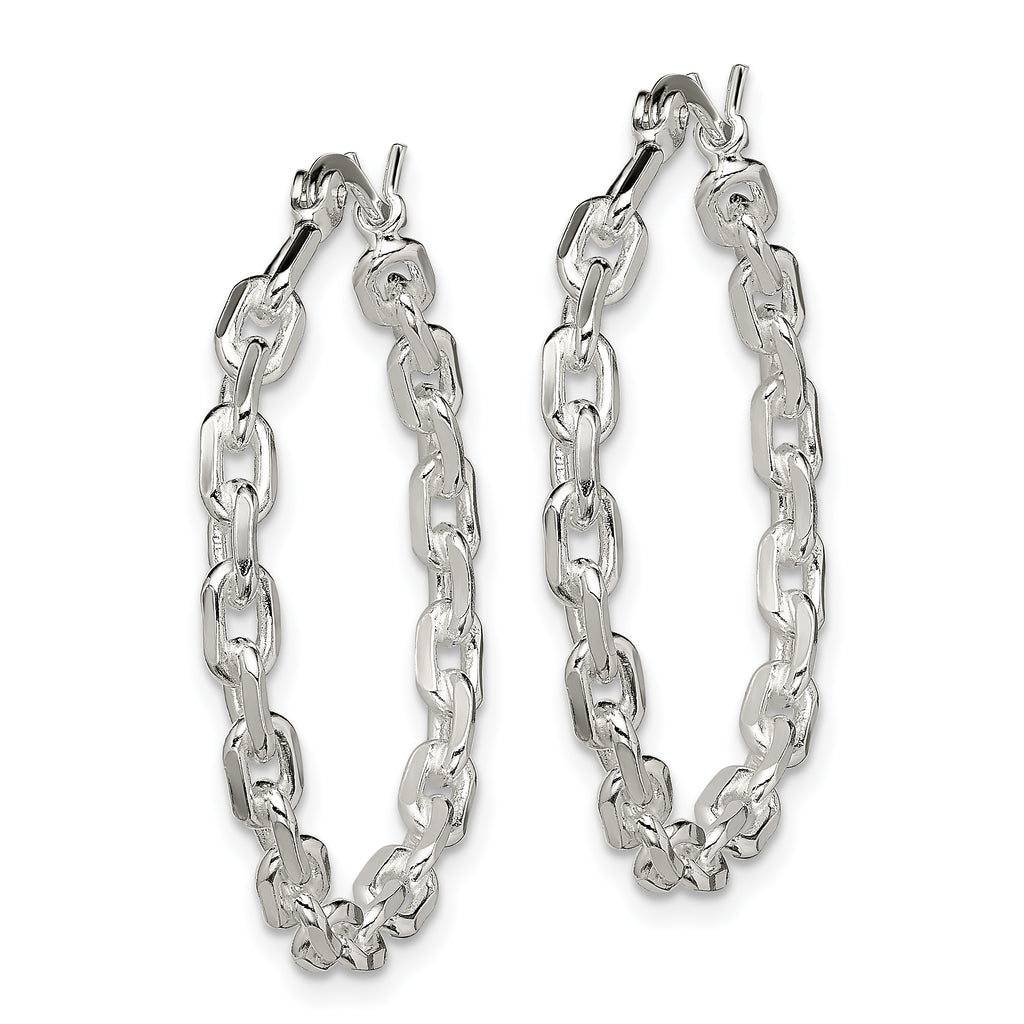 Sterling Silver 925 Polished Hoop Earrings with Hinged Closure and Anti-Tarnish Finish