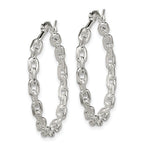Sterling Silver 925 Polished Hoop Earrings with Hinged Closure and Anti-Tarnish Finish