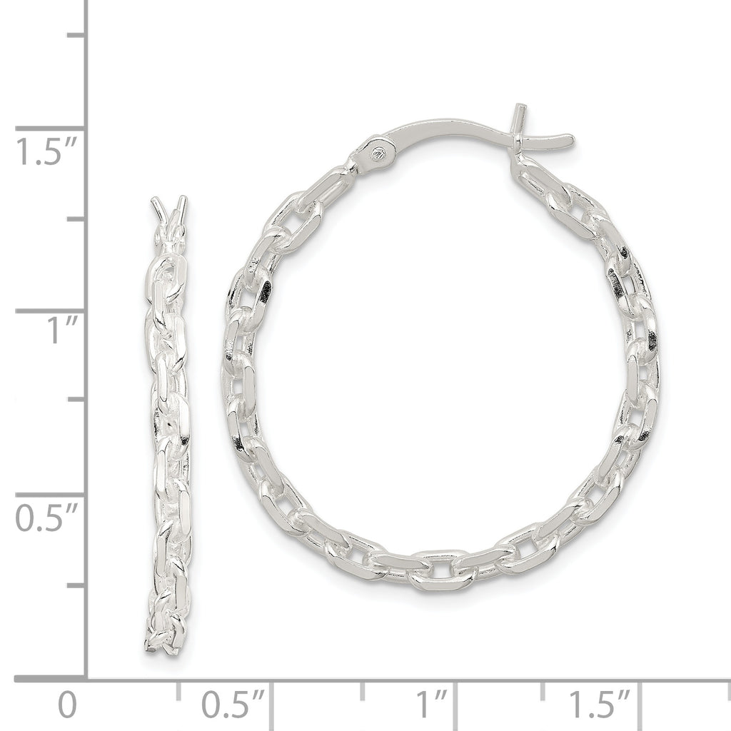 Sterling Silver 925 Polished Hoop Earrings with Hinged Closure and Anti-Tarnish Finish