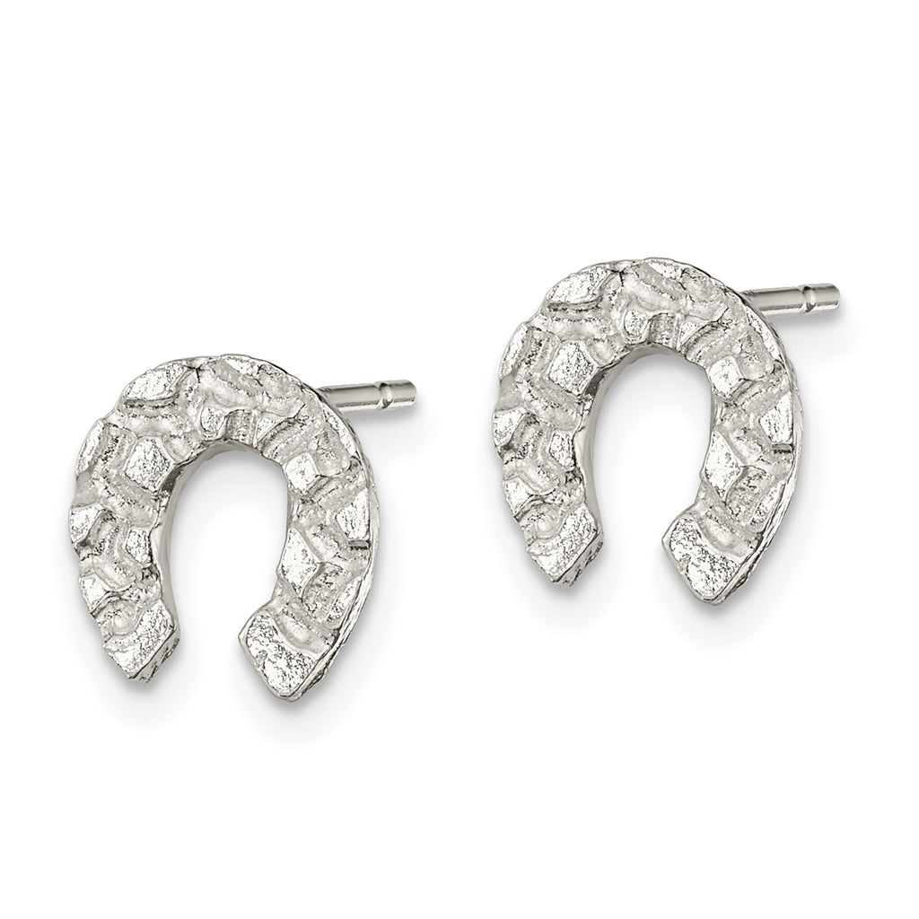 Sterling Silver 925 Horseshoe Mini Earrings with Polished Anti-Tarnish Finish