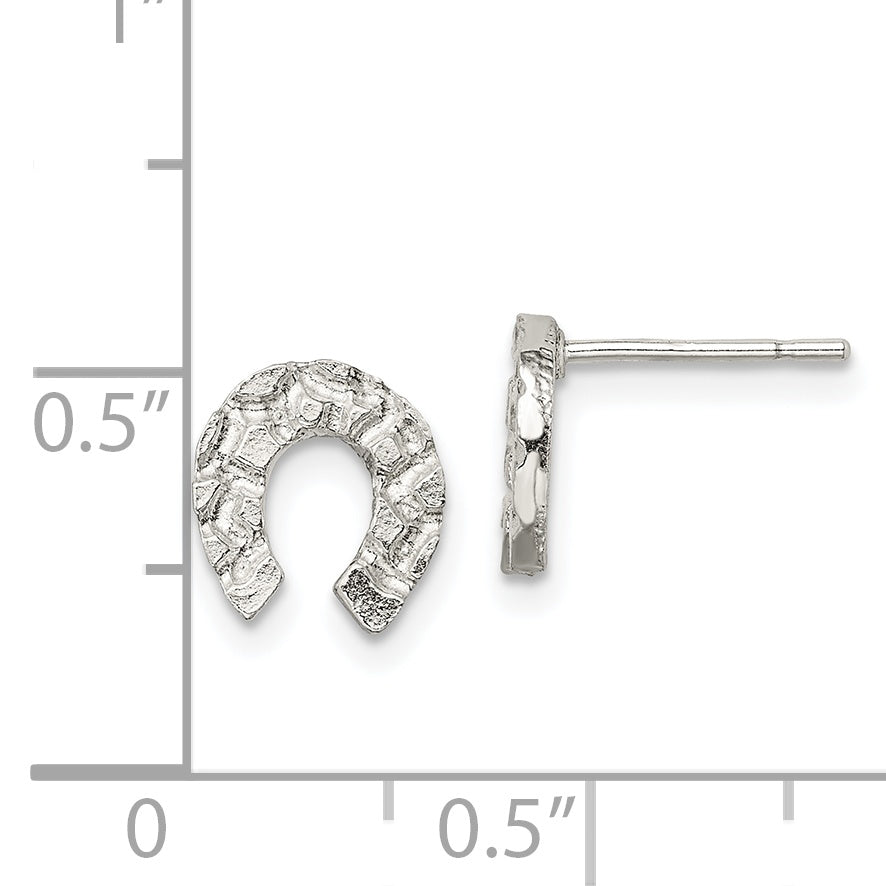 Sterling Silver 925 Horseshoe Mini Earrings with Polished Anti-Tarnish Finish