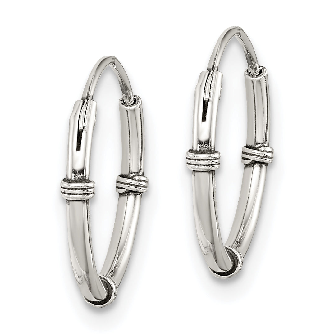 Sterling Silver 925 Endless Hoop Earrings with Polished Antique Finish Secondary image