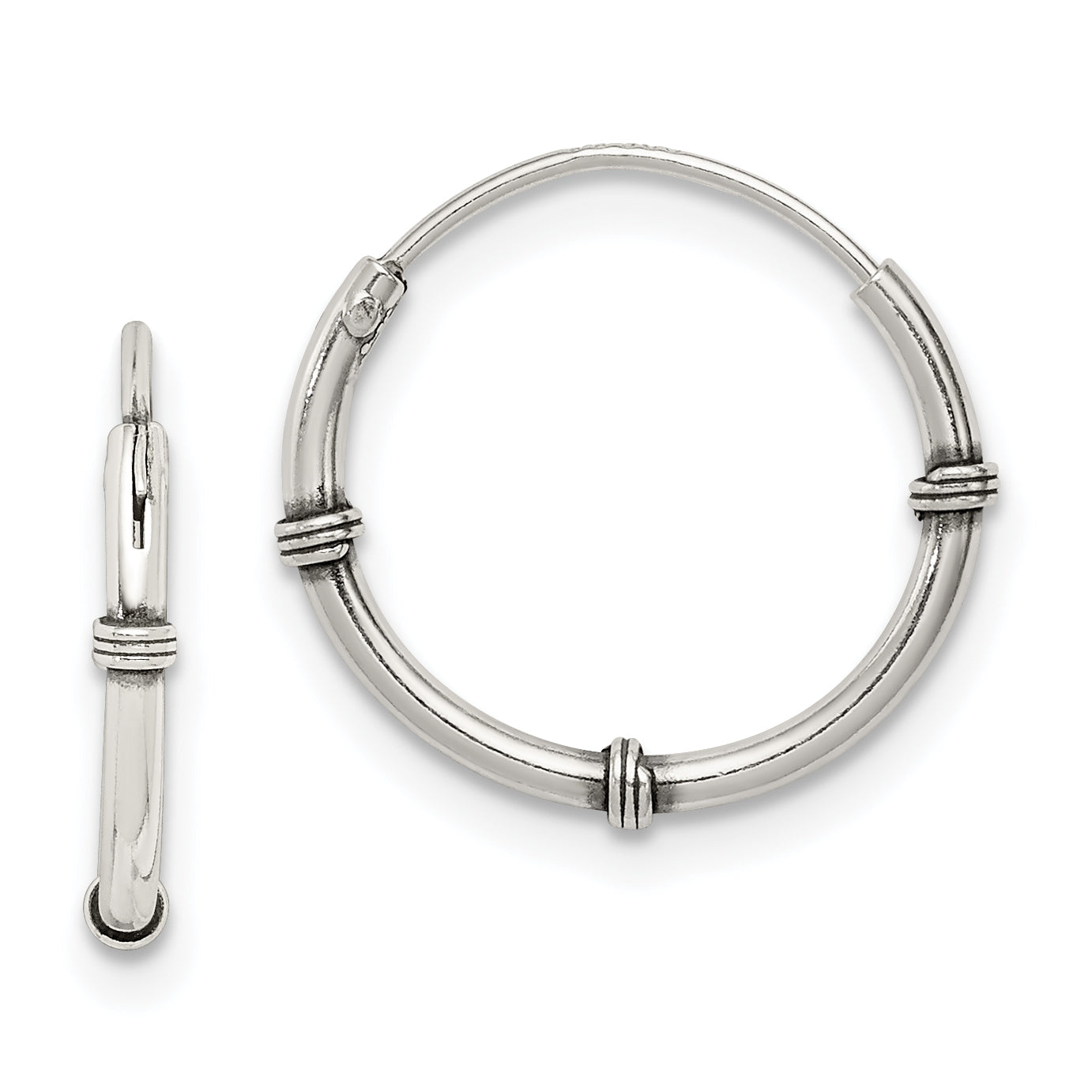 Sterling Silver Polished and Antiqued Endless Hoop Earrings Main image