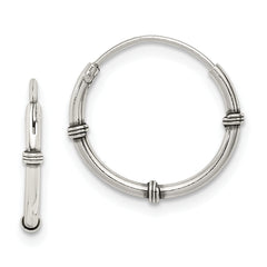Sterling Silver Polished and Antiqued Endless Hoop Earrings