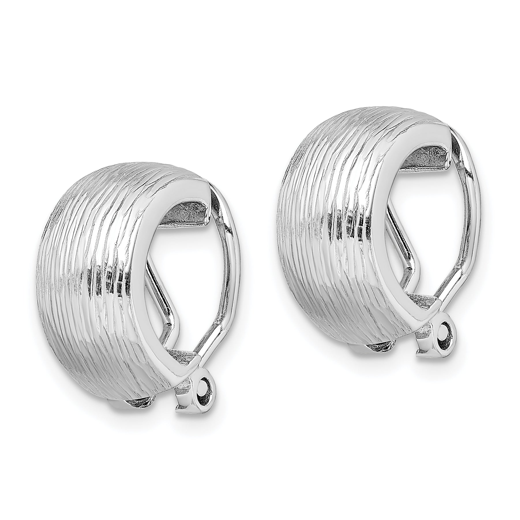 Sterling Silver Rhodium-Plated Diamond-Cut J-Hoop Earrings for Women Secondary image