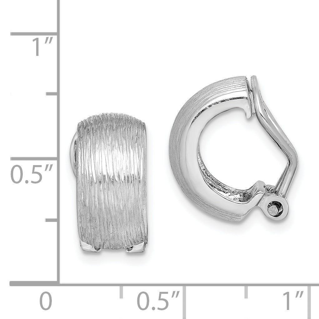 Sterling Silver Rhodium-Plated Diamond-Cut J-Hoop Earrings for Women