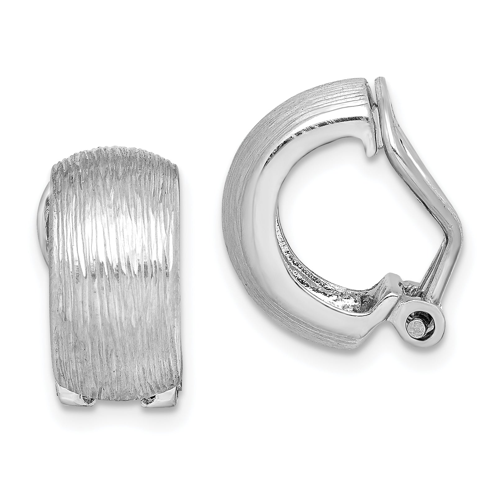 Sterling Silver Rhodium-plated D/C Non-Pierced J-Hoop Earrings Main image