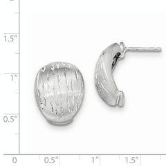Sophia Jewelers Sterling Silver Satin Diamond-Cut Women's Button Earrings 925