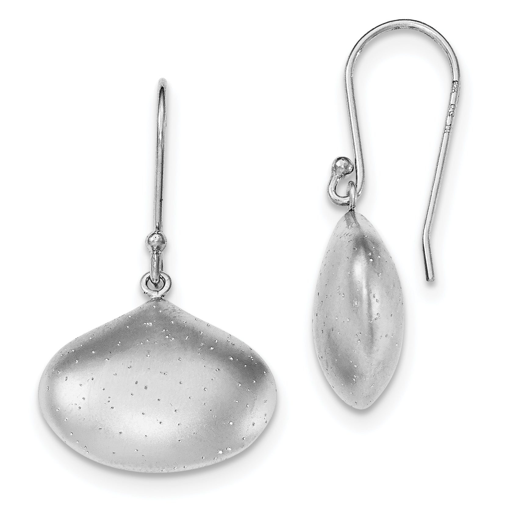 Sterling Silver Rhodium-plated Sparkle-cut Brushed Teardrop Earrings