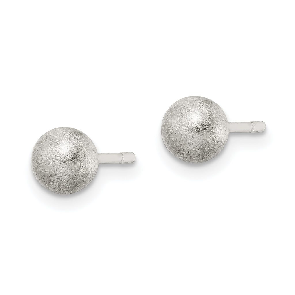 Sterling Silver 925 Laser-Cut Ball Earrings with Brushed Finish