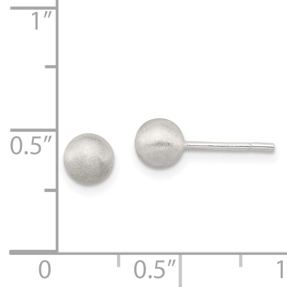 Sterling Silver 925 Laser-Cut Ball Earrings with Brushed Finish