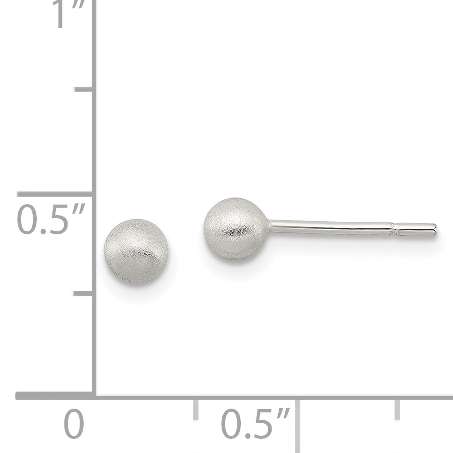 Sterling Silver 4mm Brushed Laser-Cut Post Earrings with Anti-Tarnish Finish