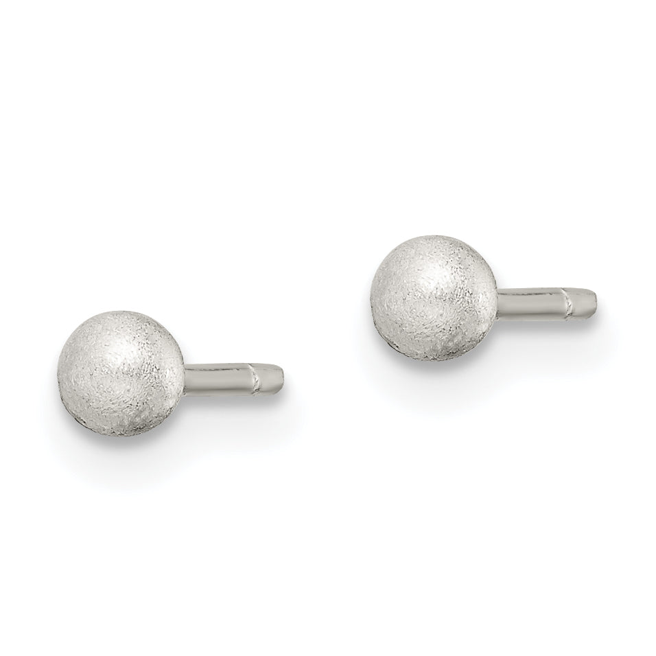 Sterling Silver 3mm Laser-Cut Ball Earrings with Anti-Tarnish Finish Secondary image