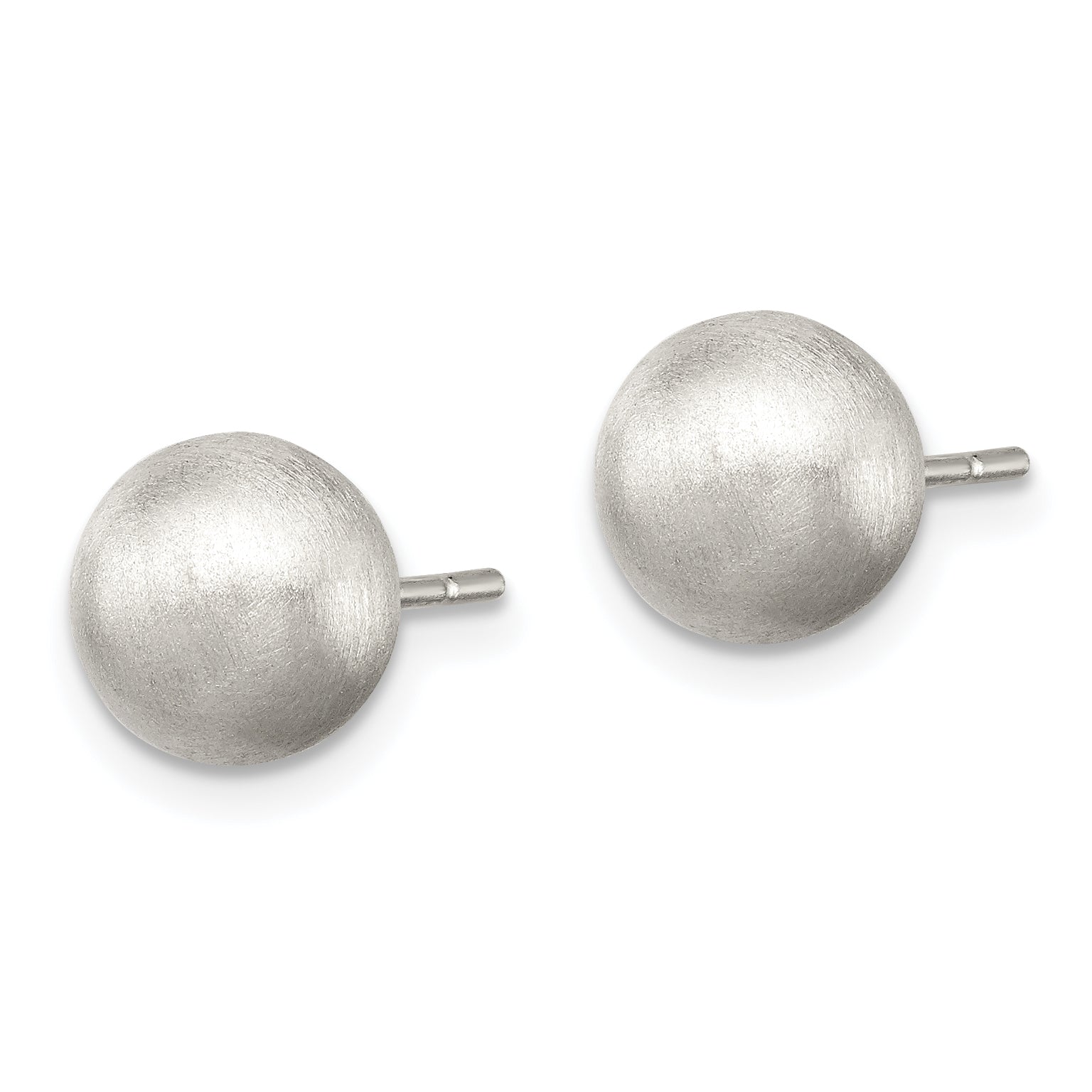 Sterling Silver 8mm Laser-Cut Hollow Ball Earrings with Brushed Finish Secondary image