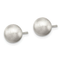 Sterling Silver 8mm Laser-Cut Hollow Ball Earrings with Brushed Finish