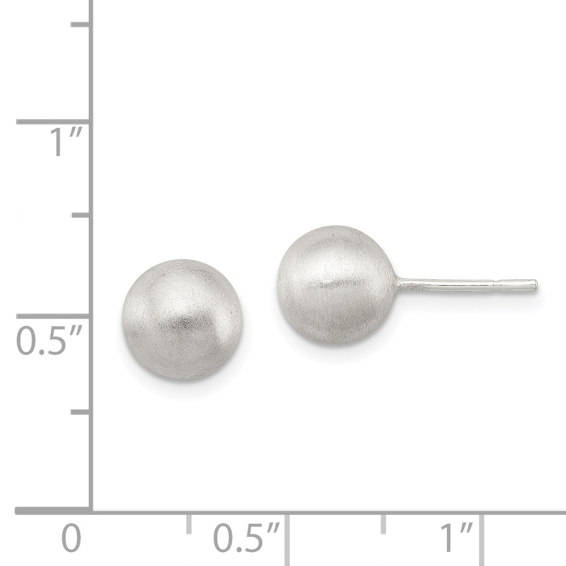 Sterling Silver 8mm Laser-Cut Hollow Ball Earrings with Brushed Finish