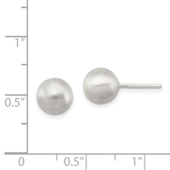 Sterling Silver 8mm Laser-Cut Hollow Ball Earrings with Brushed Finish