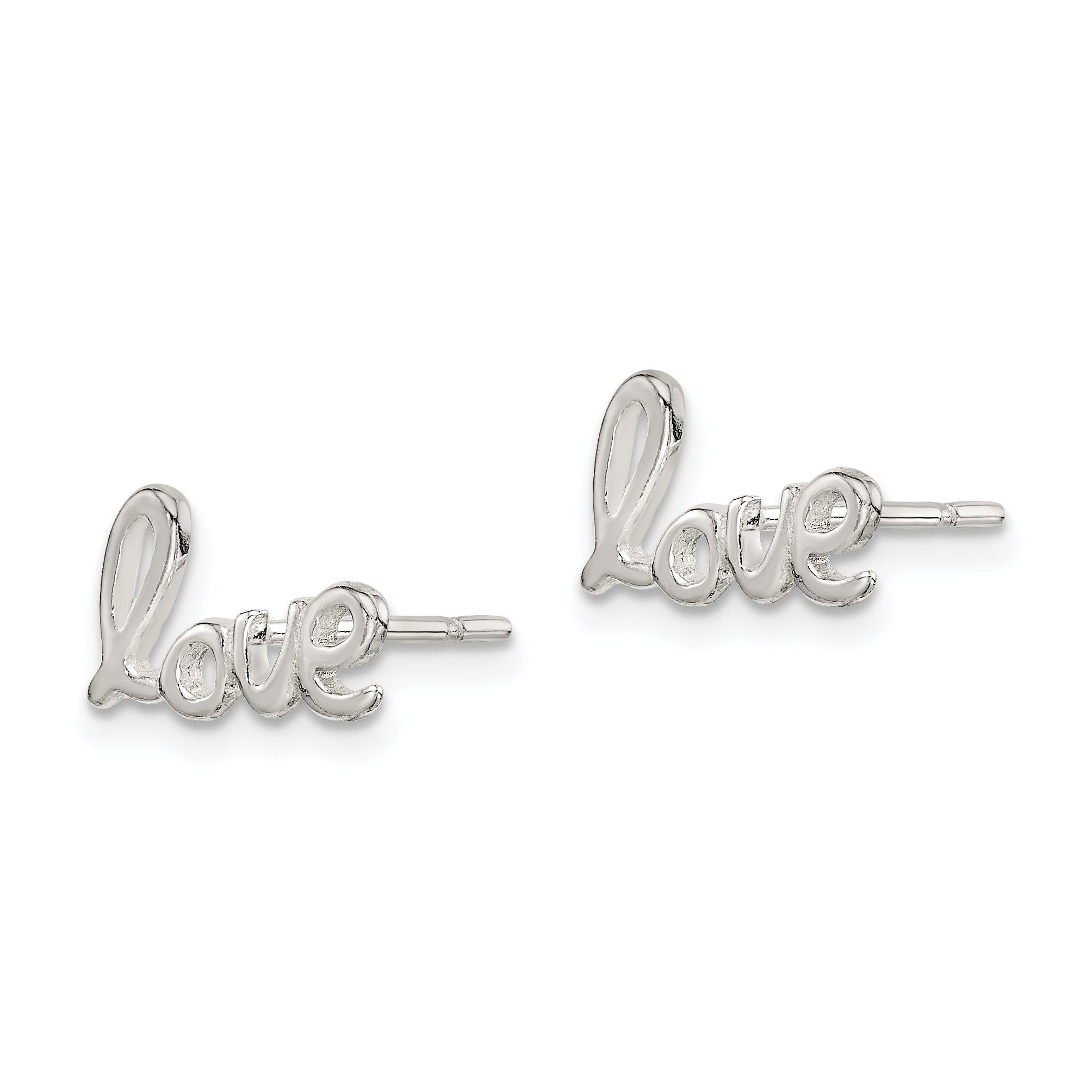 Sterling Silver 925 Love Post Earrings with Polished Finish and Anti-Tarnish Coating Secondary image