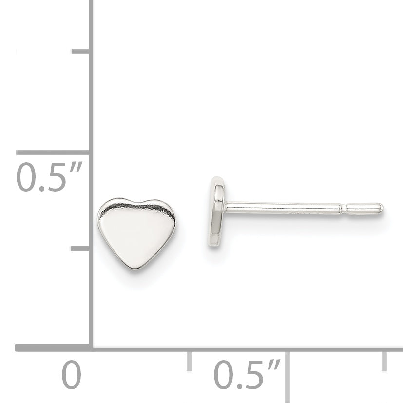Sterling Silver 925 Heart Post Earrings with Polished Finish and Anti-Tarnish Coating