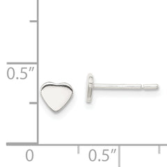 Sterling Silver 925 Heart Post Earrings with Polished Finish and Anti-Tarnish Coating