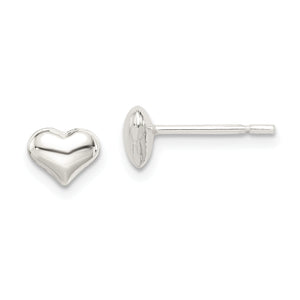 Heart Stud Earrings in Sterling Silver with Anti-Tarnish, 7mm - Sophia Jewelers