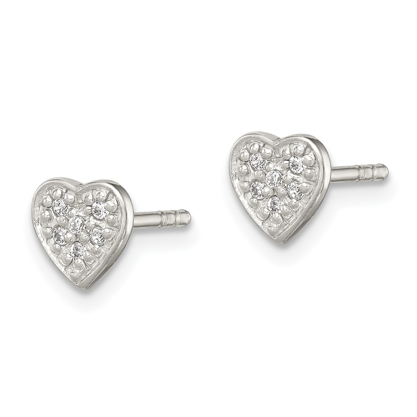 Sterling Silver CZ Heart Earrings with Polished Anti-Tarnish Finish Secondary image