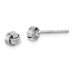 Sterling Silver RH-plated Polished Twisted Knot Post Earrings