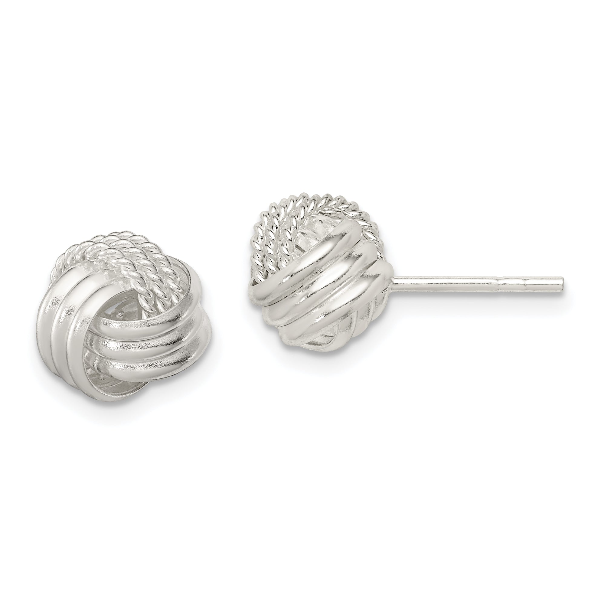 Sterling Silver Polished and Textured Knot Post Earrings Main image