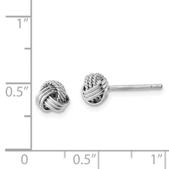 Sterling Silver Rhodium-plated Triple Knot Rope Post Earrings