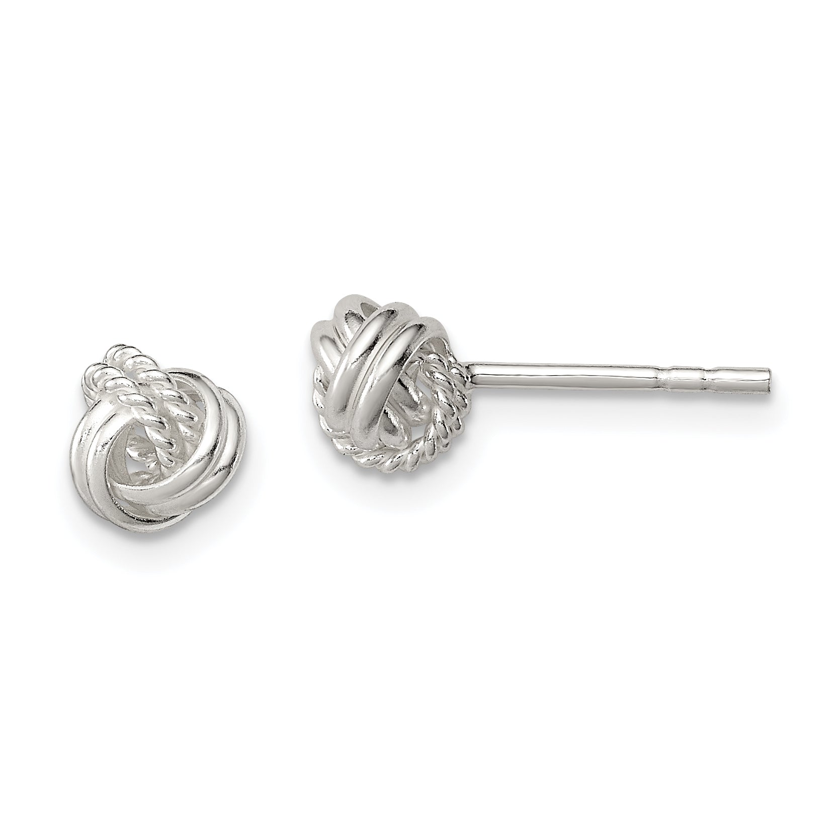 Sterling Silver Polished and Textured Knot Post Earrings Main image