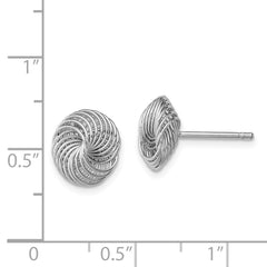 Sterling Silver Rhodium-Plated Love Knot Earrings with Polished Finish
