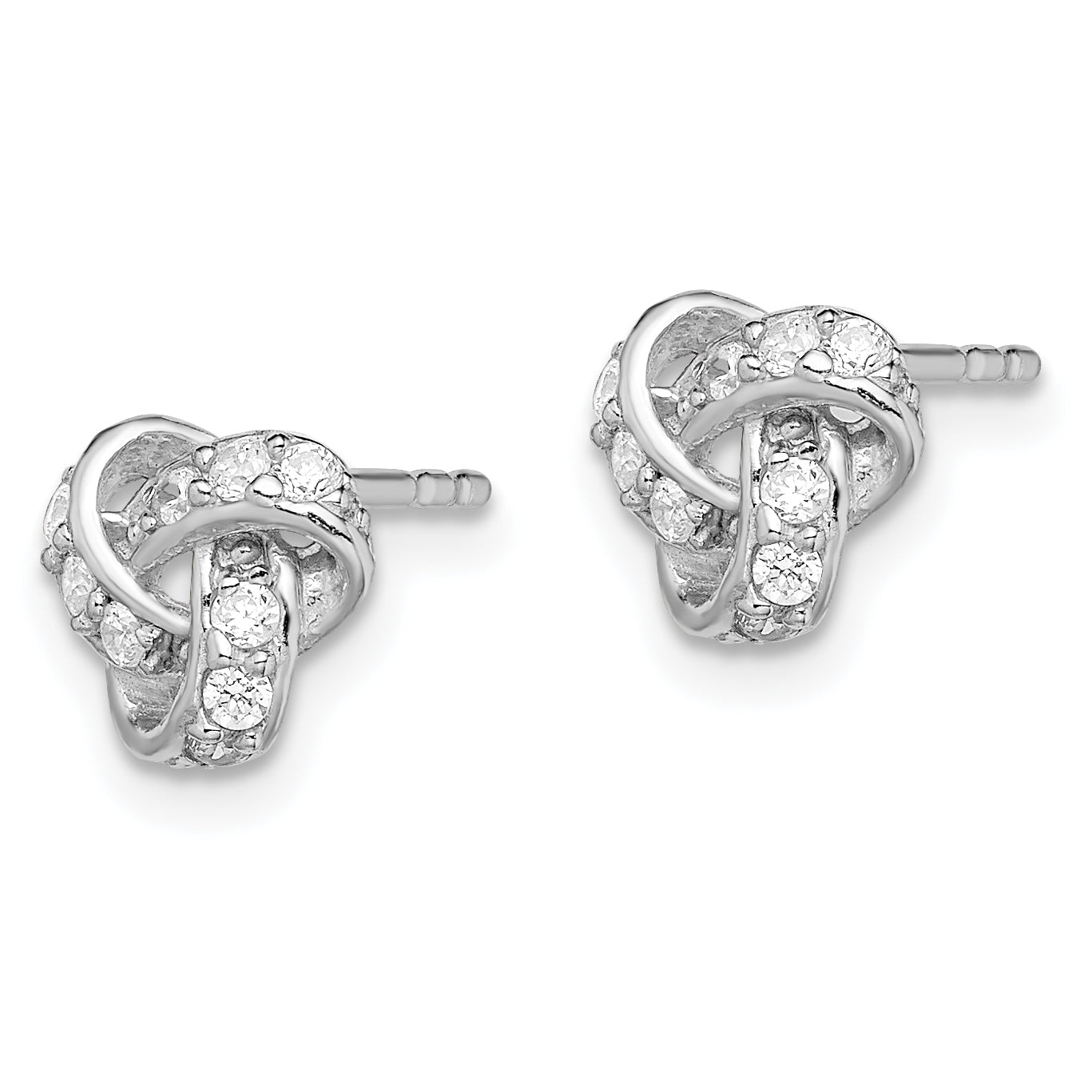 925 Sterling Silver Rhodium-Plated CZ Love Knot Earrings  Polished Elegant Design