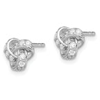 925 Sterling Silver Rhodium-Plated CZ Love Knot Earrings  Polished Elegant Design