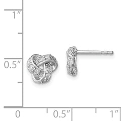 925 Sterling Silver Rhodium-Plated CZ Love Knot Earrings  Polished Elegant Design