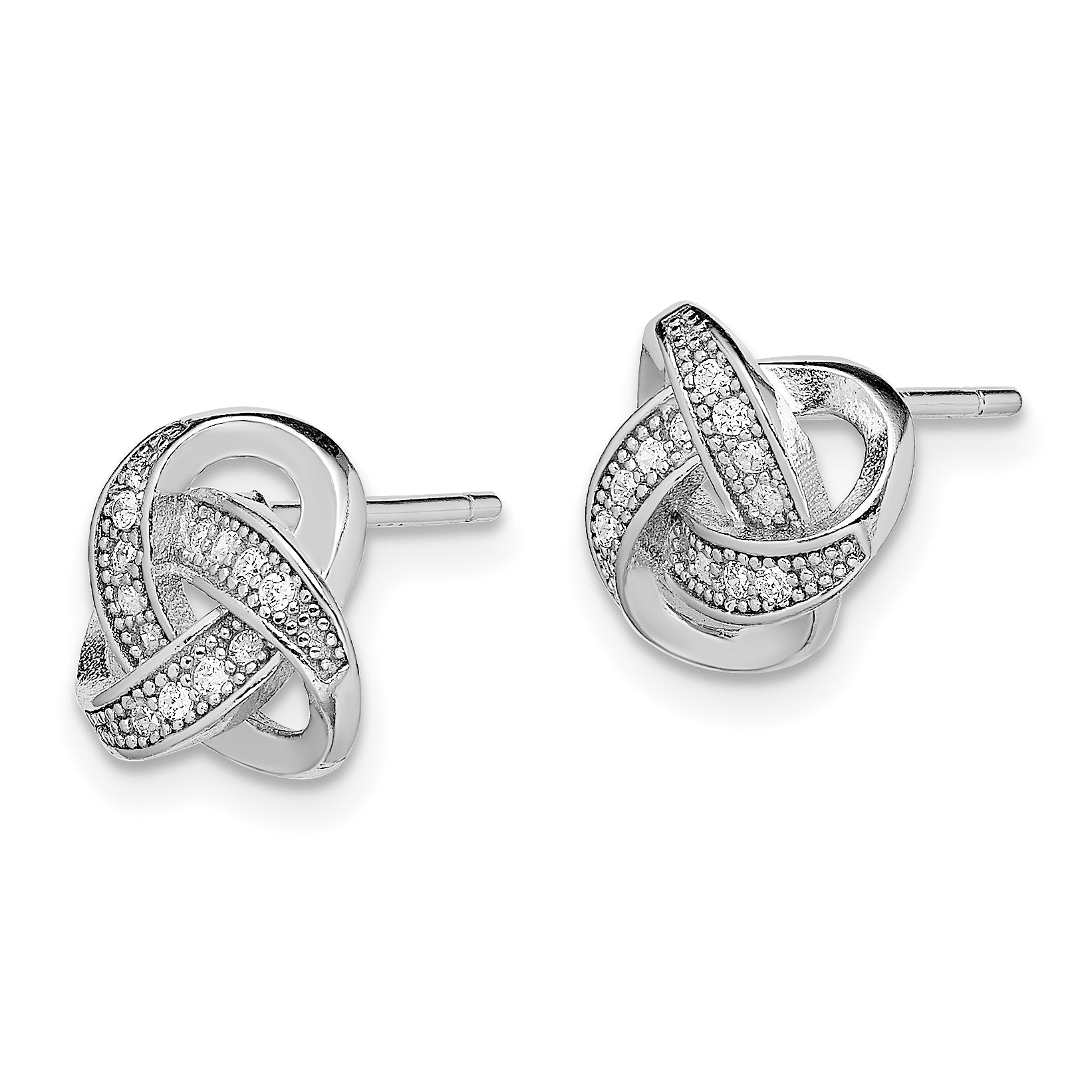 Sterling Silver Rhodium-Plated Love Knot Earrings with CZ Sparkle, 10mm Secondary image