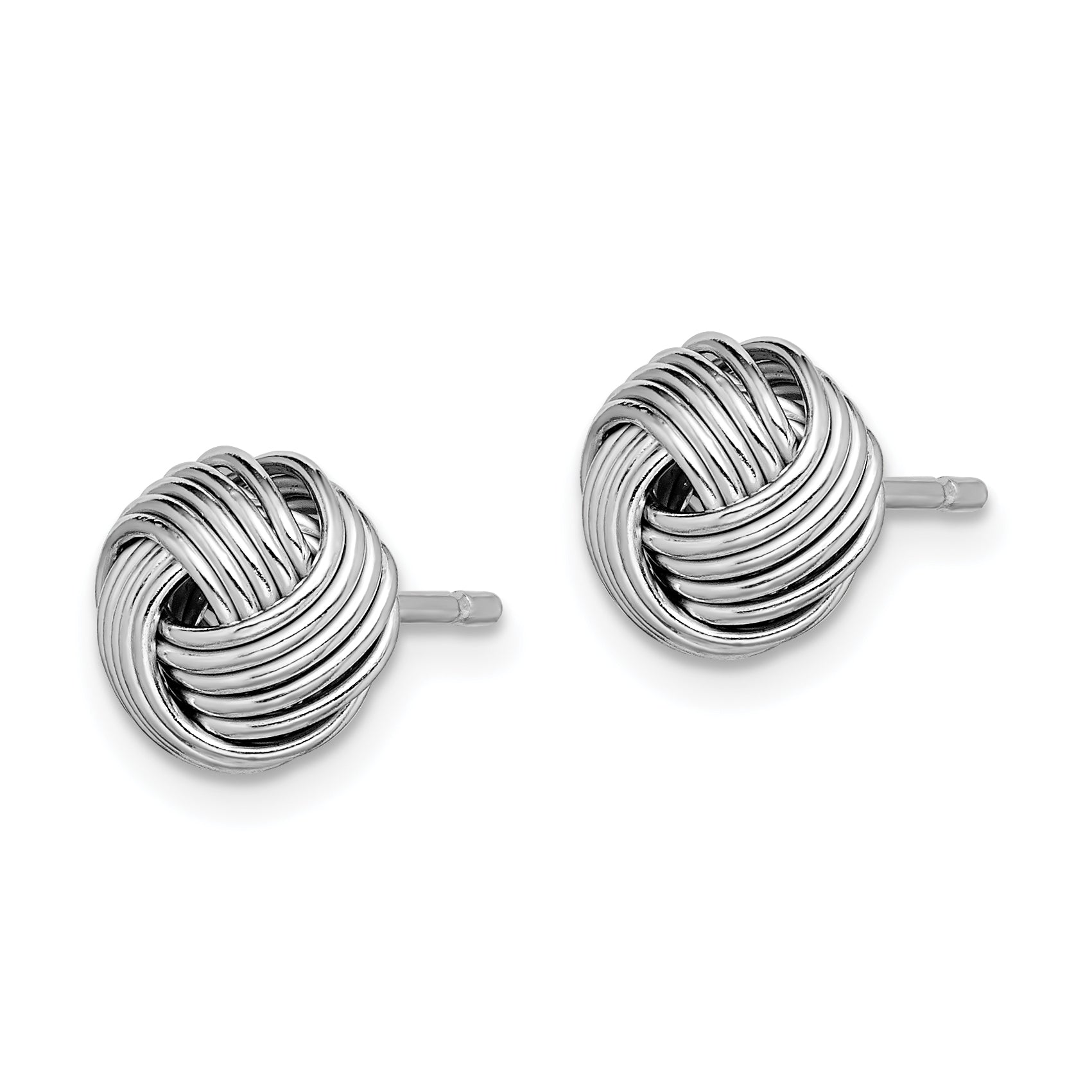 Sterling Silver Rhodium-plated Polished Twisted Knot Bead Post Earrings