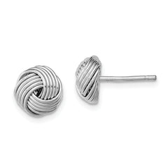 Sterling Silver Rhodium-plated Polished Twisted Knot Bead Post Earrings