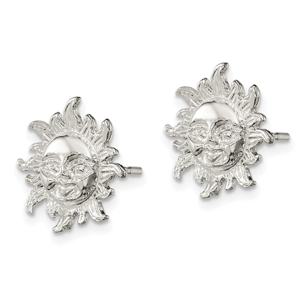 Sterling Silver 925 Sun Mini Earrings with Polished Finish and Anti-Tarnish