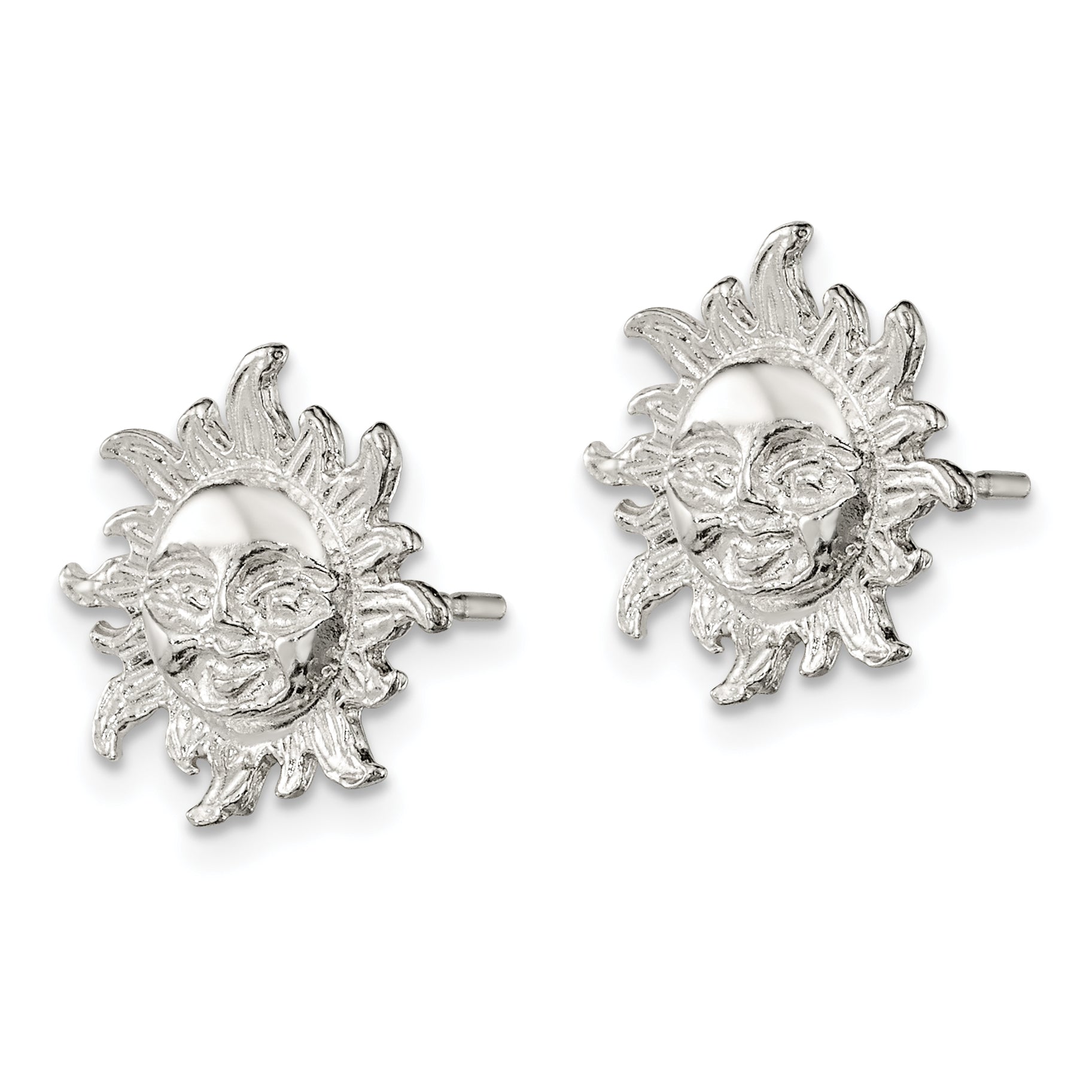 Sterling Silver 925 Sun Mini Earrings with Polished Finish and Anti-Tarnish