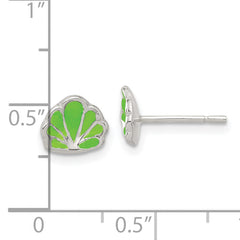 Sterling Silver Enamel Seashell Earrings with Polished Finish and Anti-Tarnish